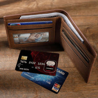 Custom Photo Wallet Men's Bifold GreyWallet for Dad - Coolpeacock