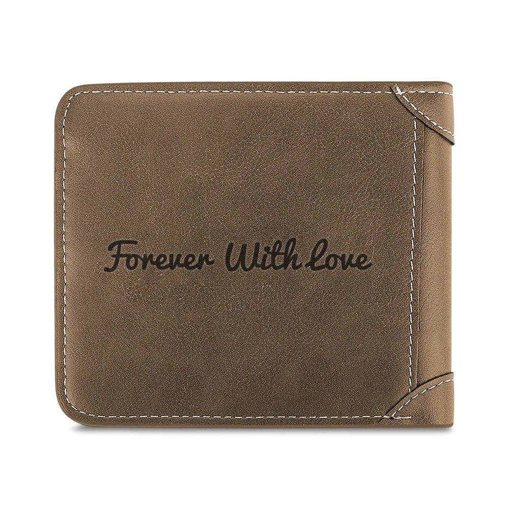 Custom Photo Wallet Men's Bifold GreyWallet for Dad - Coolpeacock