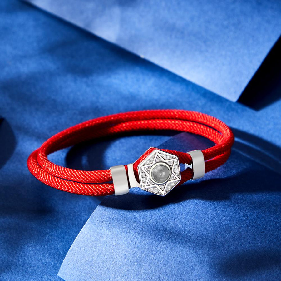 Custom Projection Bracelet Hexagram Couple Braided Bracelet S925 Silver - Coolpeacock