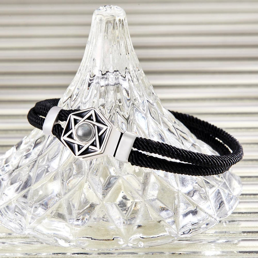 Custom Projection Bracelet Hexagram Couple Braided Bracelet S925 Silver - Coolpeacock