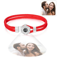 Custom Projection Bracelet Hexagram Couple Braided Bracelet S925 Silver - Coolpeacock
