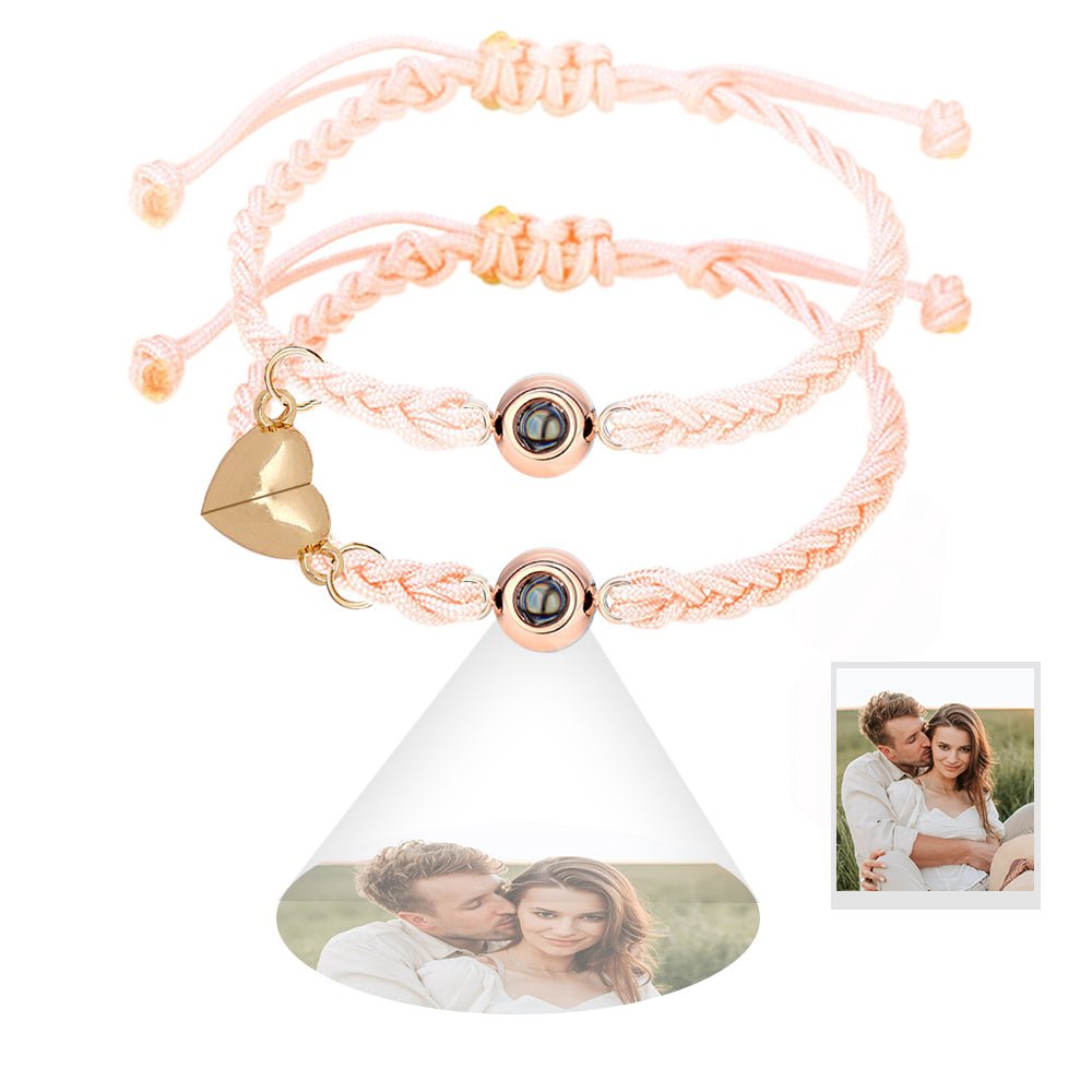 Custom Projection Bracelet Magnetic Heart Couple Bracelets - Coolpeacock