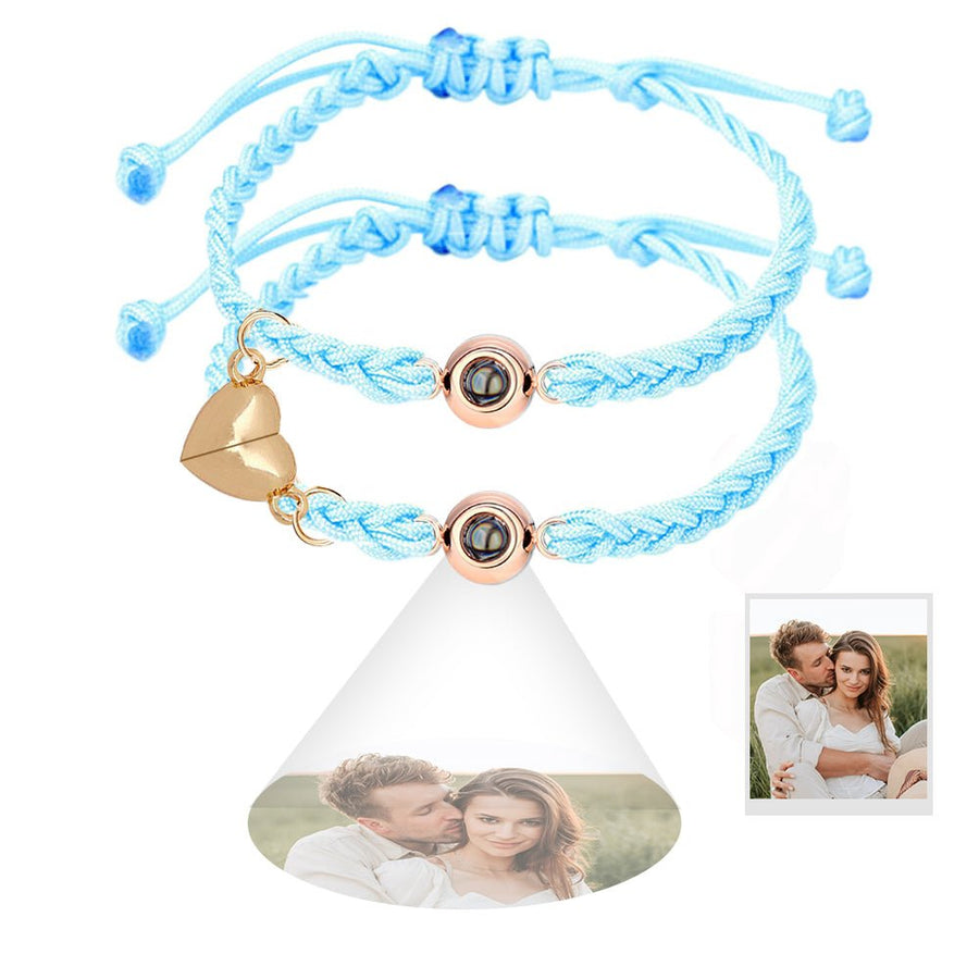 Custom Projection Bracelet Magnetic Heart Couple Bracelets - Coolpeacock