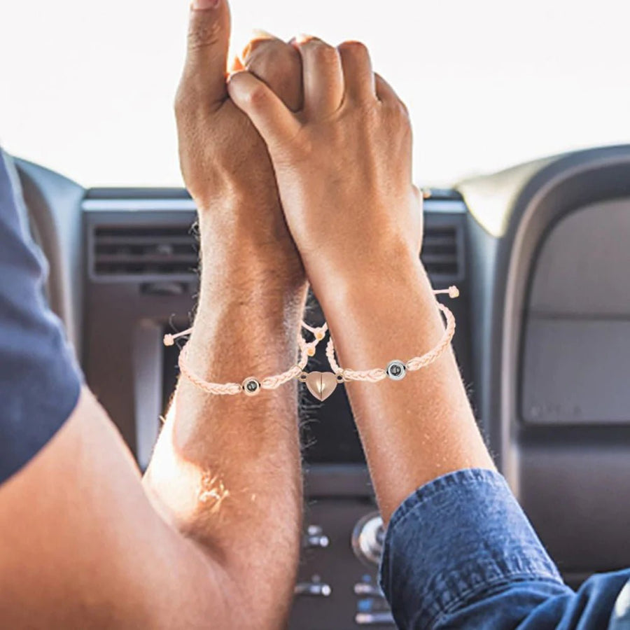 Custom Projection Bracelet Magnetic Heart Couple Bracelets - Coolpeacock