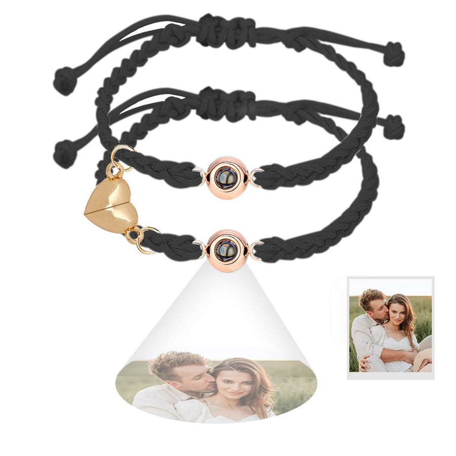 Custom Projection Bracelet Magnetic Heart Couple Bracelets - Coolpeacock