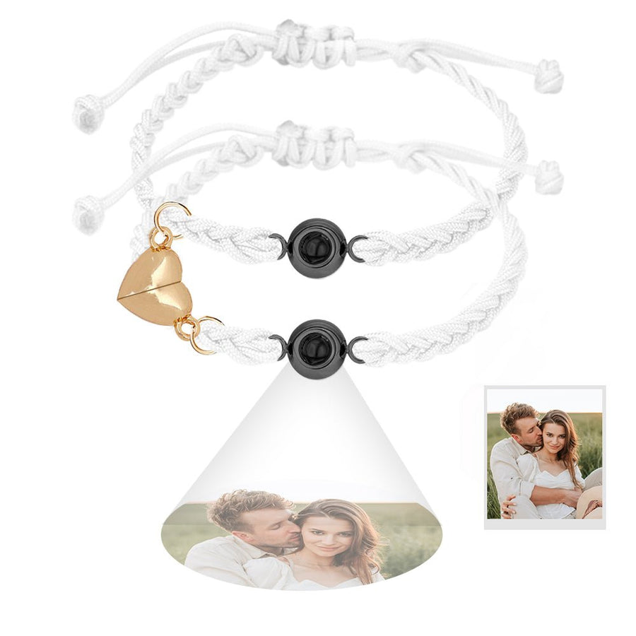Custom Projection Bracelet Magnetic Heart Couple Bracelets - Coolpeacock