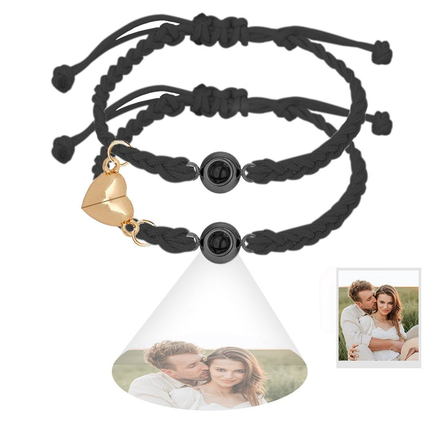 Custom Projection Bracelet Magnetic Heart Couple Bracelets - Coolpeacock