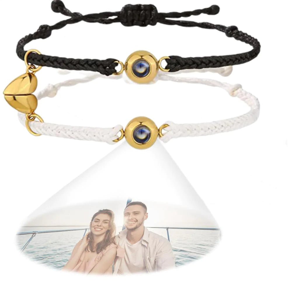 Custom Projection Bracelet Magnetic Heart Couple Bracelets - Coolpeacock