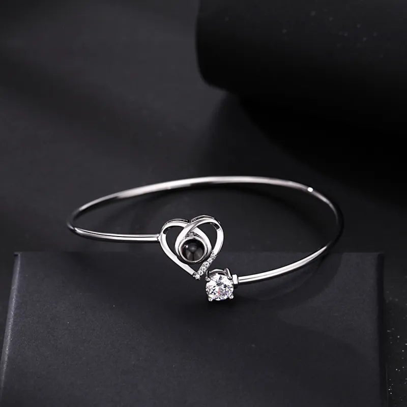Custom Projection Bracelet Personalized Photo Bracelet Heart Jewelry Gift for Her - Coolpeacock