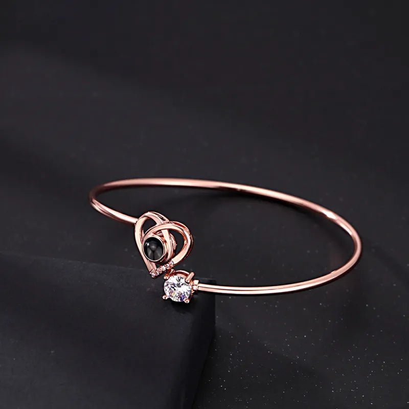 Custom Projection Bracelet Personalized Photo Bracelet Heart Jewelry Gift for Her - Coolpeacock