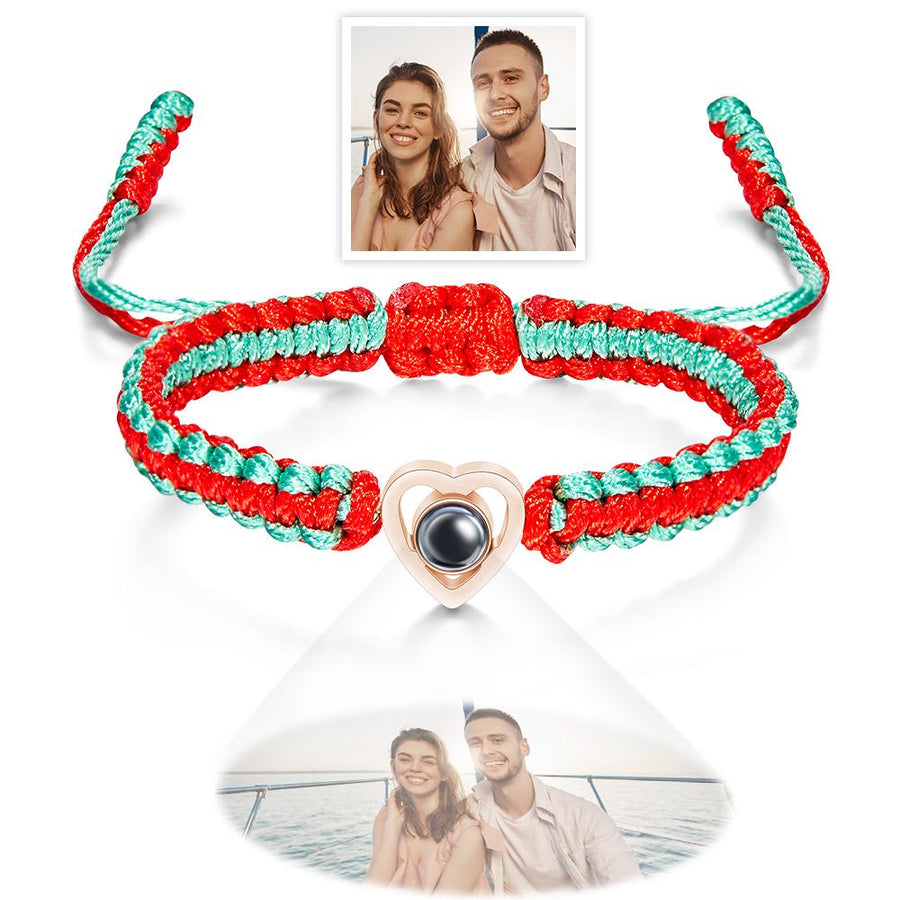 Custom Projection Photo Bracelet Weave Heart - shaped Commemorate Gifts - Coolpeacock