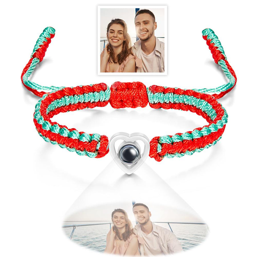 Custom Projection Photo Bracelet Weave Heart - shaped Commemorate Gifts - Coolpeacock