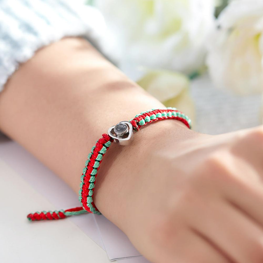 Custom Projection Photo Bracelet Weave Heart - shaped Commemorate Gifts - Coolpeacock