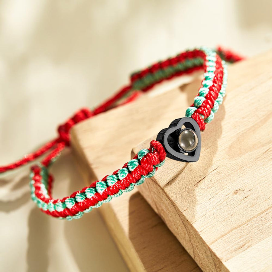 Custom Projection Photo Bracelet Weave Heart - shaped Commemorate Gifts - Coolpeacock