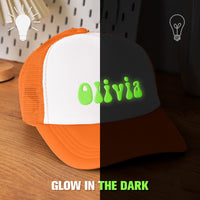 Custom Puff Print Trucker Hat Personalized Glow - in - the - dark Foam Trucker Caps for Adult Back to School Gift - Coolpeacock