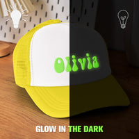 Custom Puff Print Trucker Hat Personalized Glow - in - the - dark Foam Trucker Caps for Adult Back to School Gift - Coolpeacock