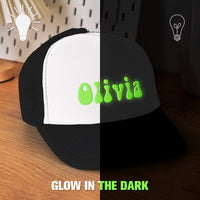 Custom Puff Print Trucker Hat Personalized Glow - in - the - dark Foam Trucker Caps for Adult Back to School Gift - Coolpeacock