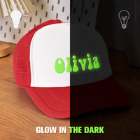 Custom Puff Print Trucker Hat Personalized Glow - in - the - dark Foam Trucker Caps for Adult Back to School Gift - Coolpeacock