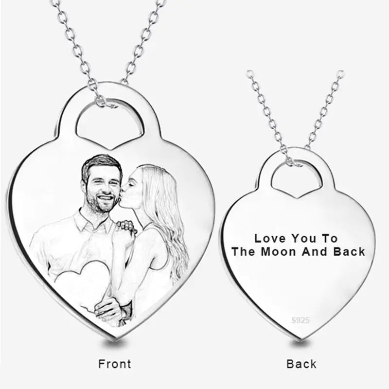 Custom Silver Heart Photo Pendant - Coolpeacock