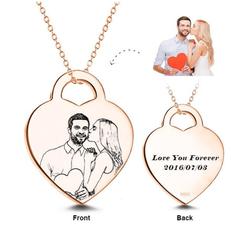 Custom Silver Heart Photo Pendant - Coolpeacock