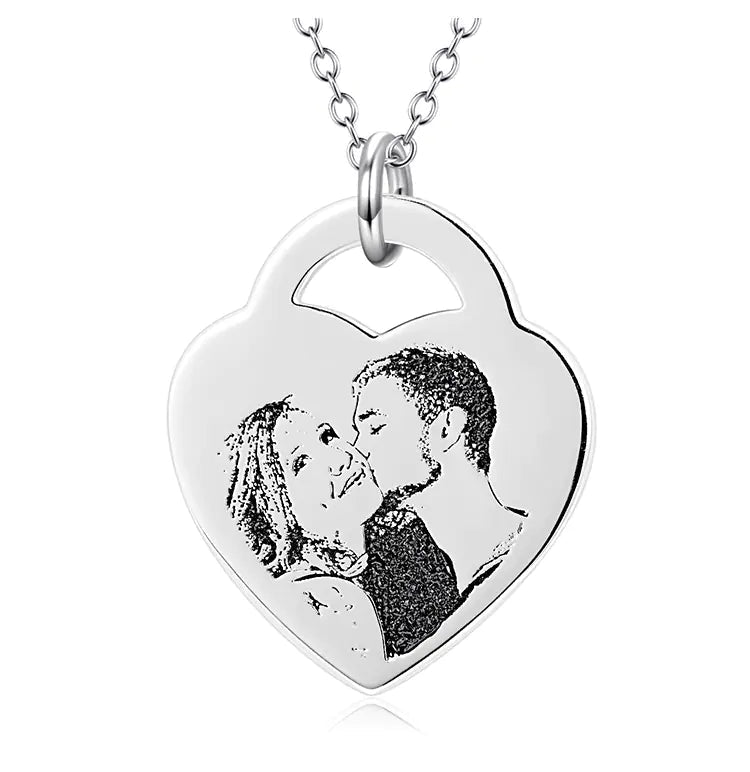 Custom Silver Heart Photo Pendant - Coolpeacock