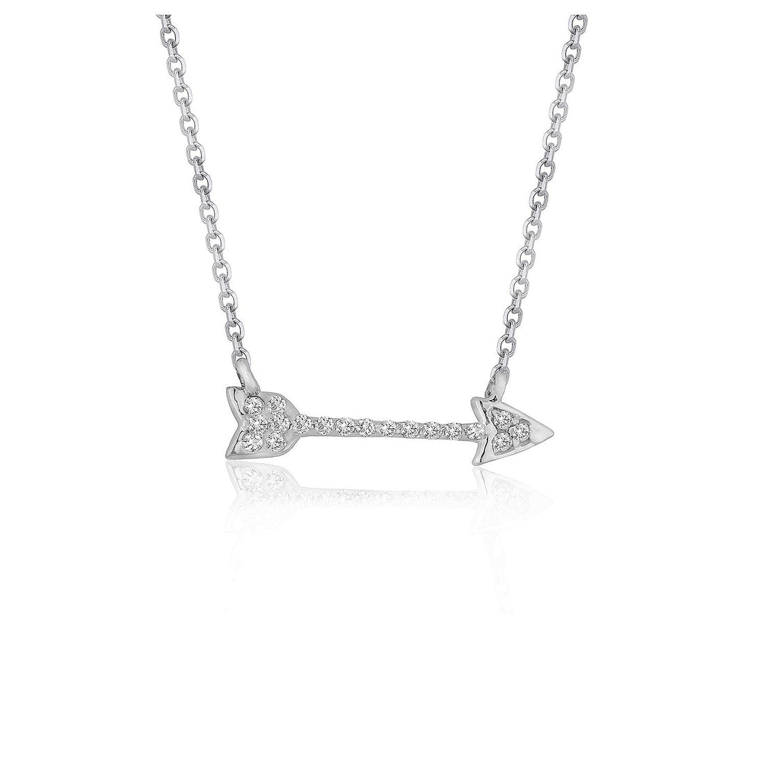 Diamond Arrow Style Pendant in 14k White Gold (1/10 cttw) - Coolpeacock