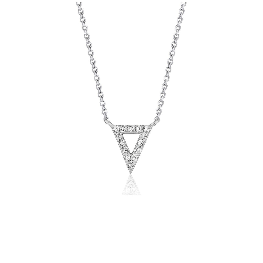 Diamond Inverted Triangle Pendant in 14k White Gold - Coolpeacock