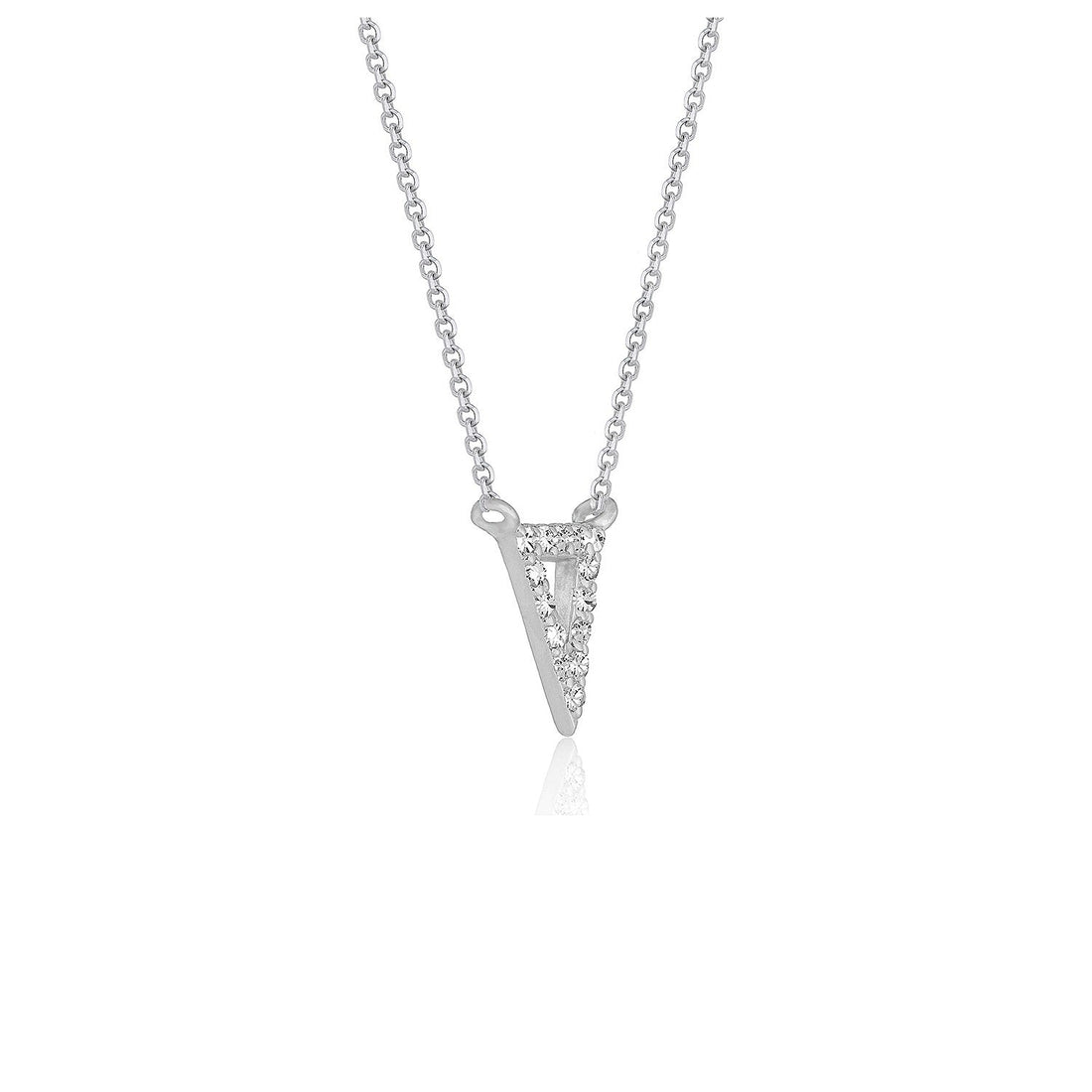 Diamond Inverted Triangle Pendant in 14k White Gold - Coolpeacock