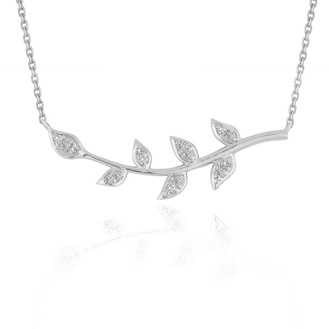 Diamond Vine Design Pendant in 14k White Gold - Coolpeacock