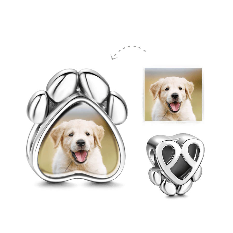 Dog Paw Photo Charm 925 Sterling Silver - Coolpeacock
