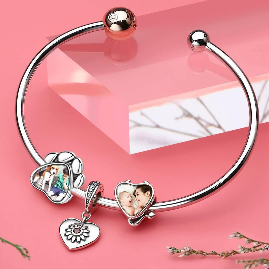 Dog Paw Photo Charm 925 Sterling Silver - Coolpeacock