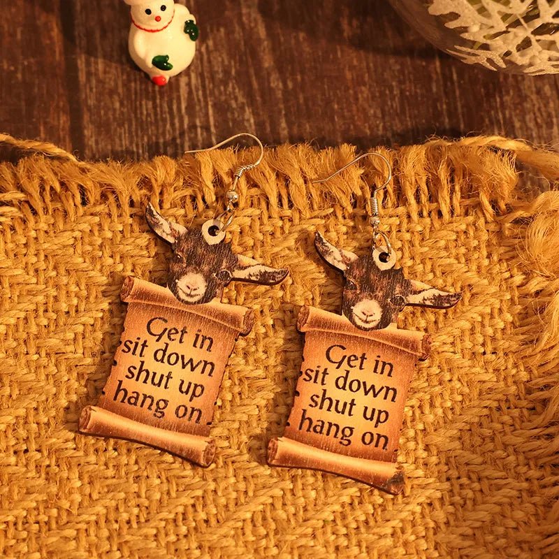 Donkey Letter Wooden Dangle Earrings - Coolpeacock