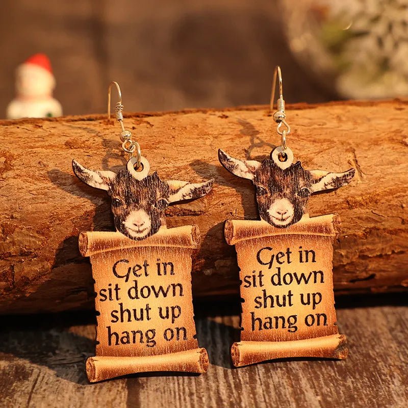 Donkey Letter Wooden Dangle Earrings - Coolpeacock