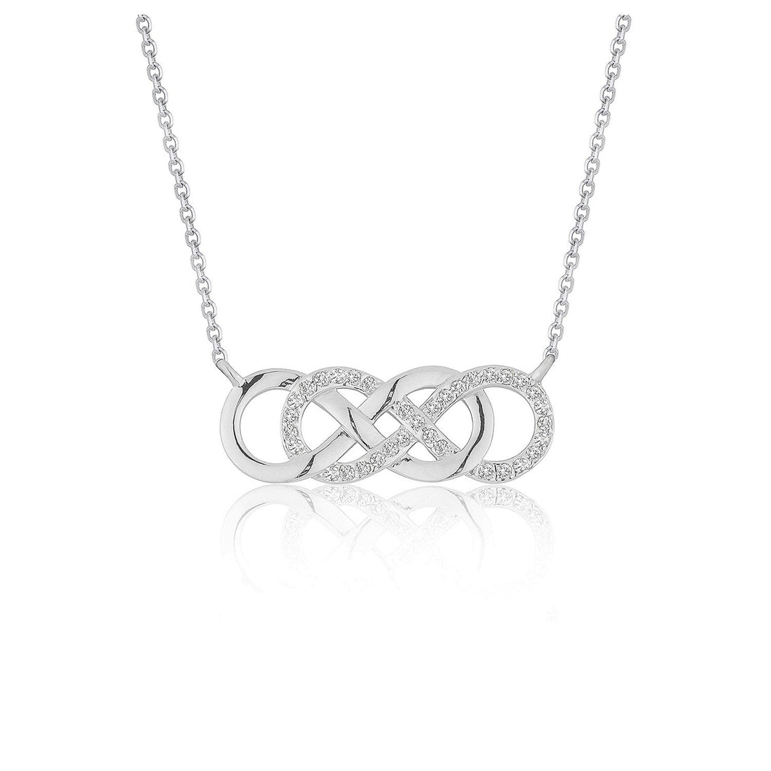 Double Infinity Diamond Pendant in 14k White Gold - Coolpeacock