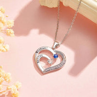 Personalized Heart Necklace Custom Family Name Birthstone Necklace Gift for Mother Grandma