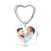 Engraved Keychain with Photo Gifts for Mom with Heart 3 Colors - Coolpeacock