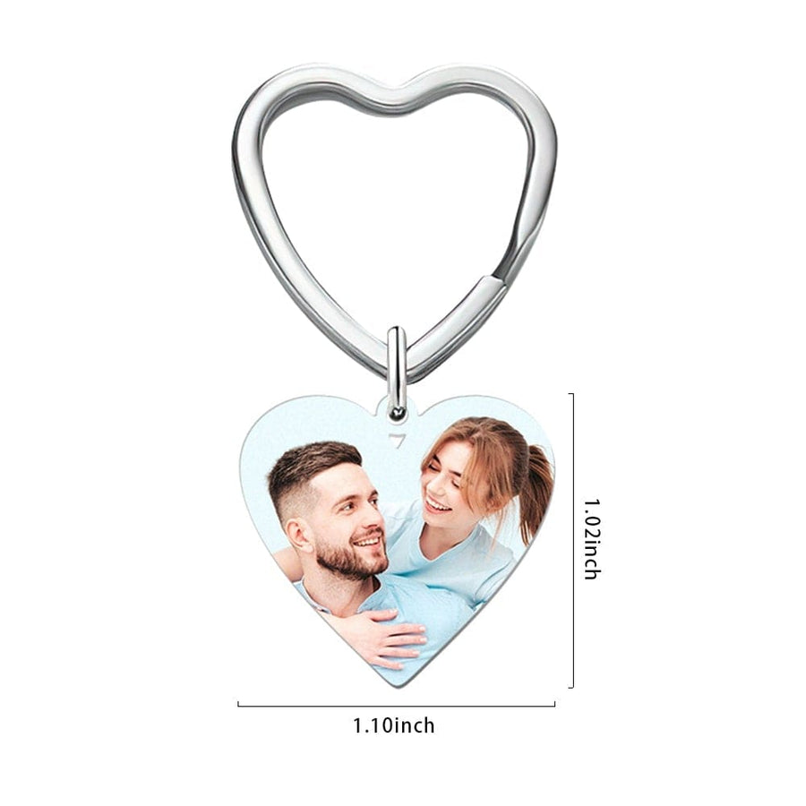Engraved Keychain with Photo Gifts for Mom with Heart 3 Colors - Coolpeacock