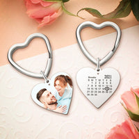 Engraved Keychain with Photo Gifts for Mom with Heart 3 Colors - Coolpeacock