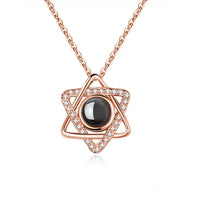 Custom Hexagram Pendant Projection Photo Necklace 925 Sterling Silver