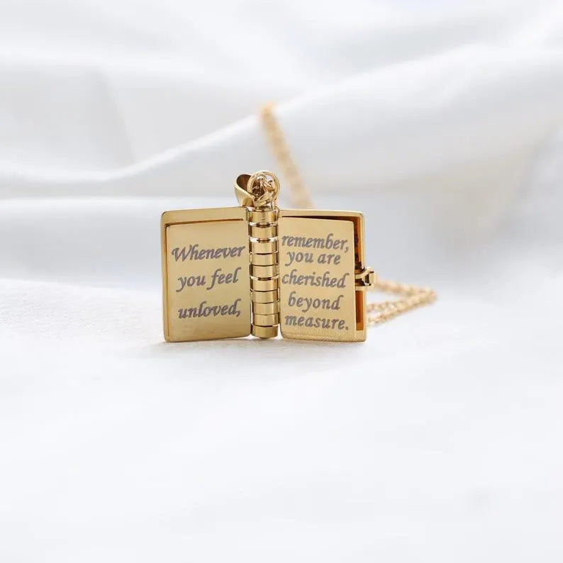 Personalized My Little Star Book Necklace – A Letter to My Daughter in a Locket, Adjustable Pendant with Message Inside, Meaningful Jewelry
