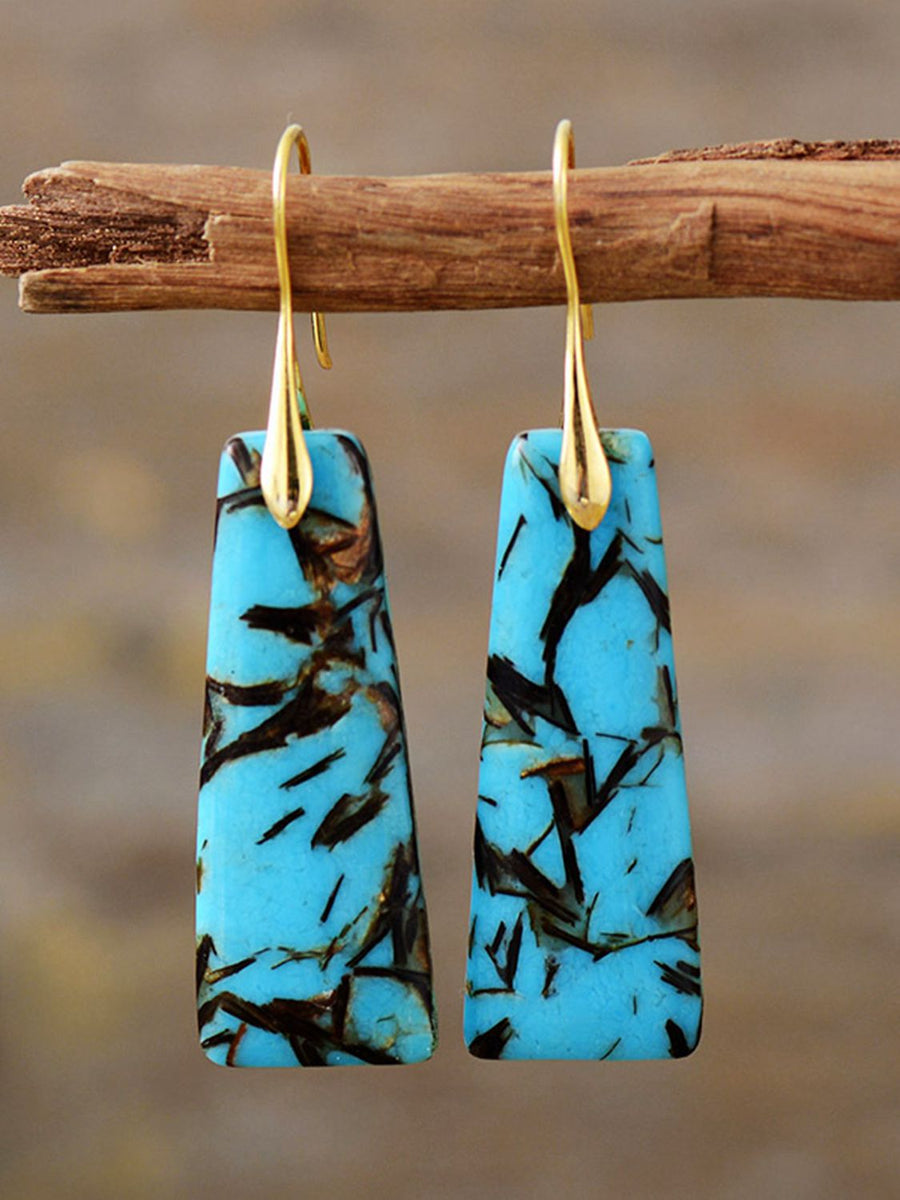 Geometrical Shape Imperial Jasper Dangle Earrings - Coolpeacock