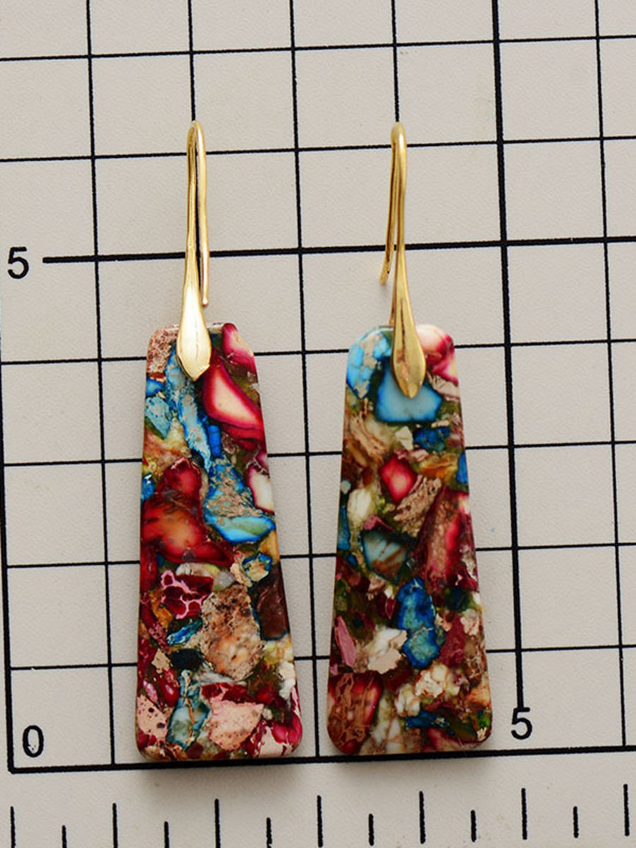 Geometrical Shape Imperial Jasper Dangle Earrings - Coolpeacock