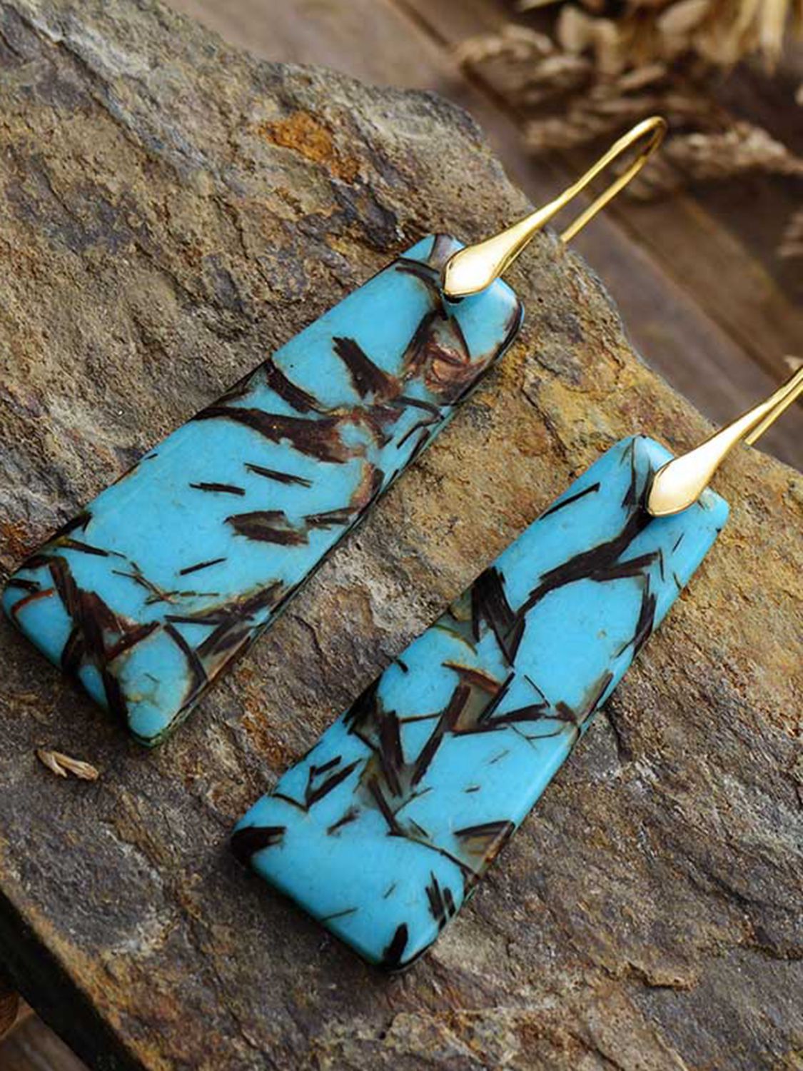 Geometrical Shape Imperial Jasper Dangle Earrings - Coolpeacock