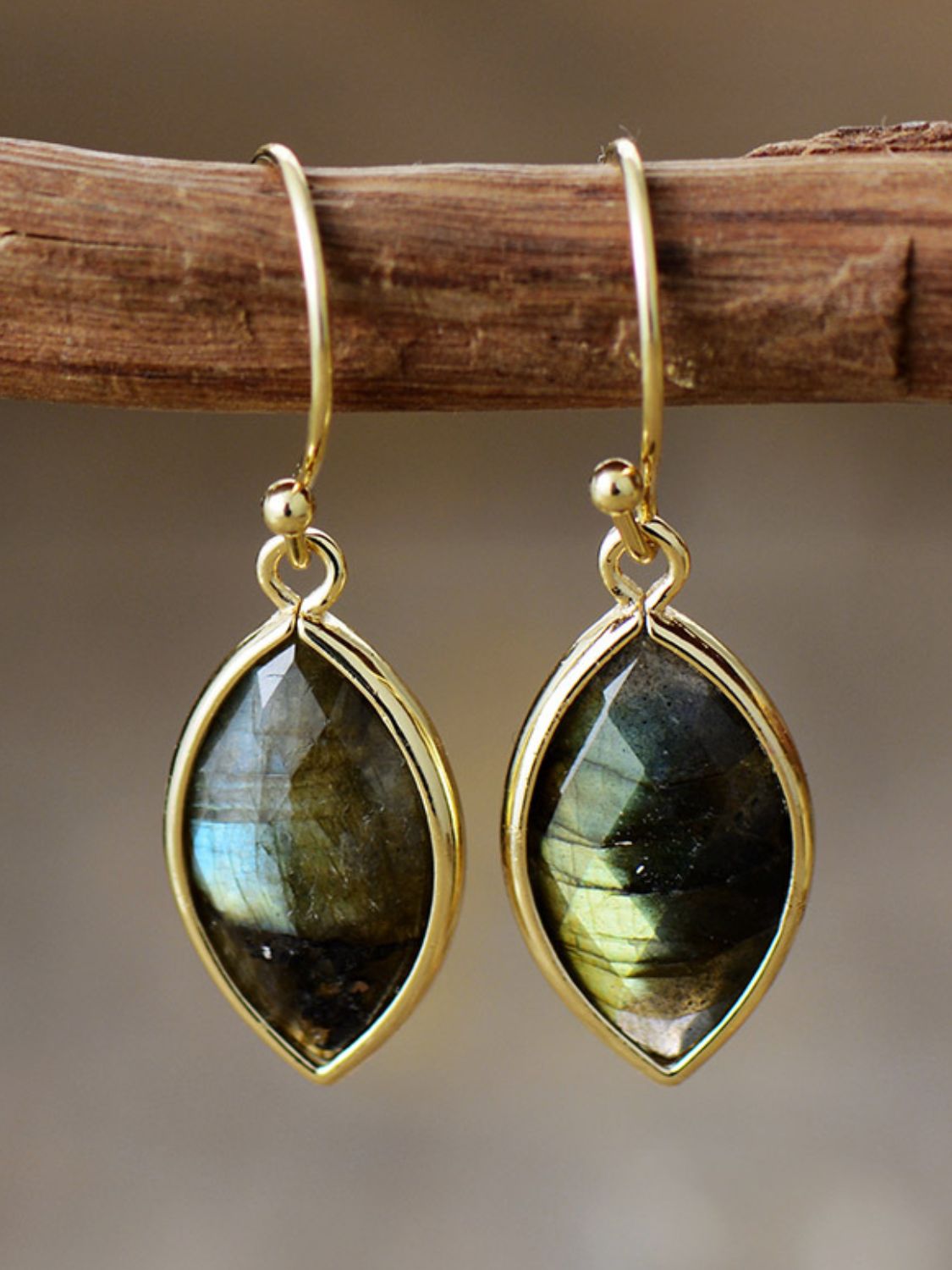 Geometrical Shape Natural Stone Dangle Earrings - Coolpeacock