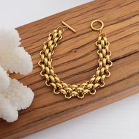 Gold Chain Link Jewelry Set with Necklace and Bracelet - Coolpeacock