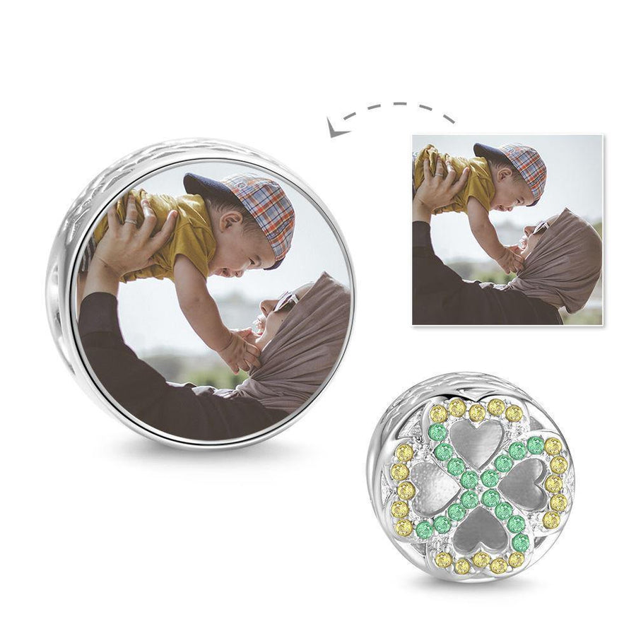 Green Four - leaf Clover Custom Photo Charm - Coolpeacock