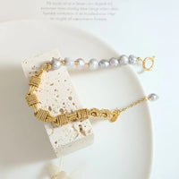 Half Pearl Half Chain Stainless Steel Bracelet - Coolpeacock