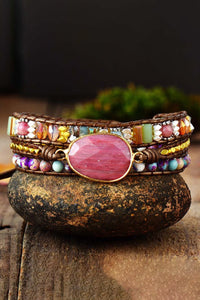 Handmade Crystal Beaded Natural Stone Bracelet - Coolpeacock