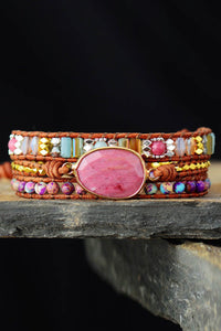 Handmade Crystal Beaded Natural Stone Bracelet - Coolpeacock