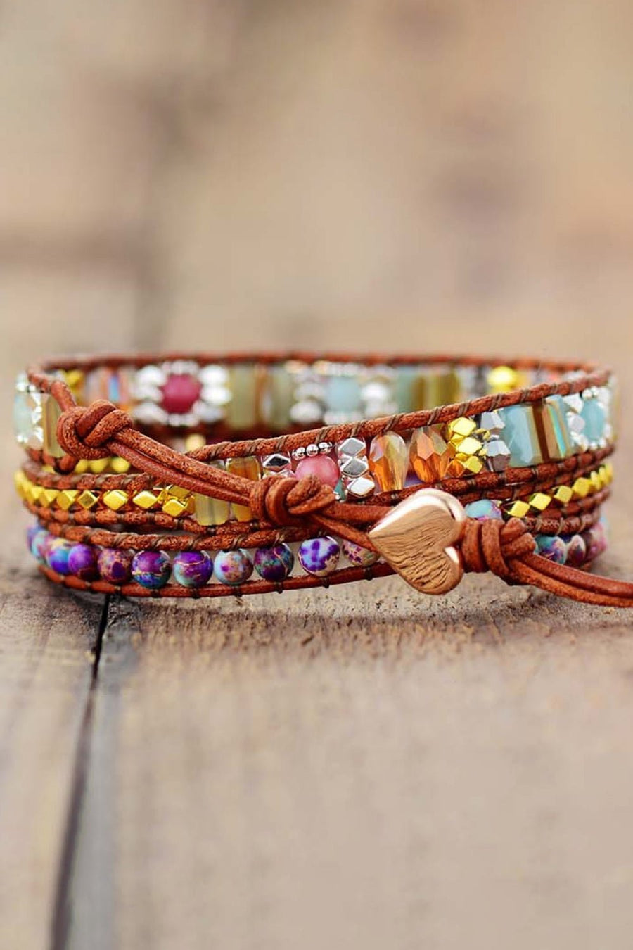 Handmade Crystal Beaded Natural Stone Bracelet - Coolpeacock